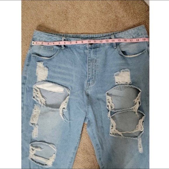 Distressed jeans sz 2X distressed boyfriend jeans XXL High Rise denim jeans - Picture 2 of 7